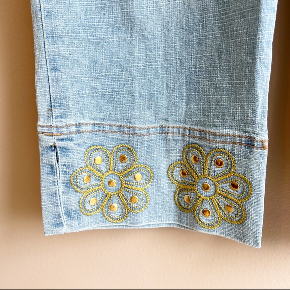Vintage Y2K cropped Jeans Size 9 Beaded Embellished Deadstock 2000s NWT - Picture 7 of 9